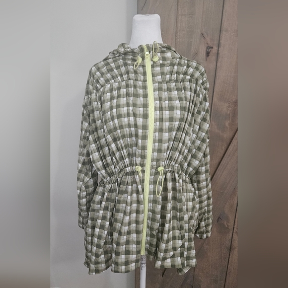 Anthropologie DAILY PRACTICE Day Hike Hooded Jacket In Green Checkered. Size Med - Picture 8 of 16